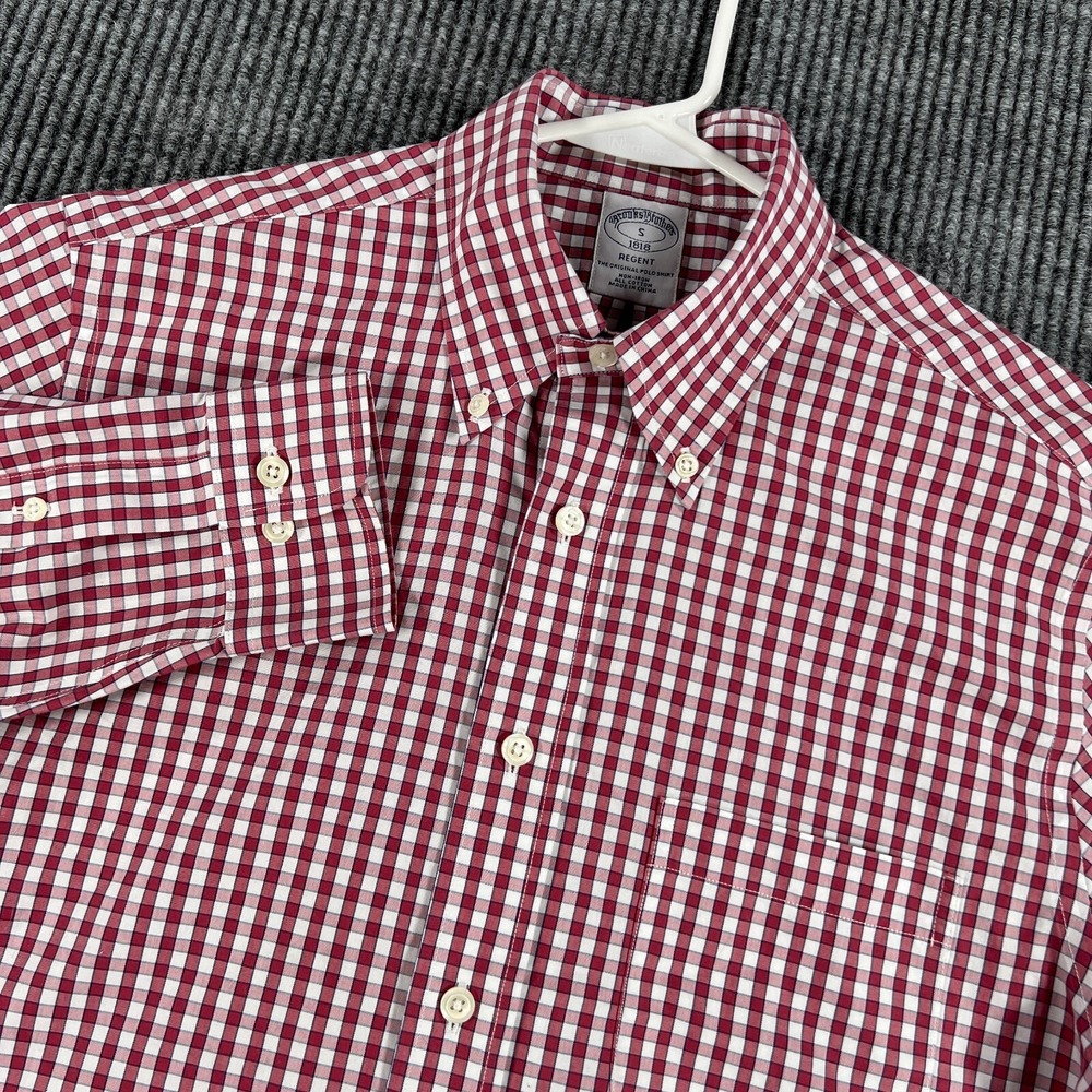 Brooks Brothers Shirt Mens Small Red‎ Check Long Sleeve Button Down Regent Fit